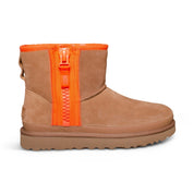 UGG Classic Mini Zipper Tape Logo Chestnut Boots - Women's