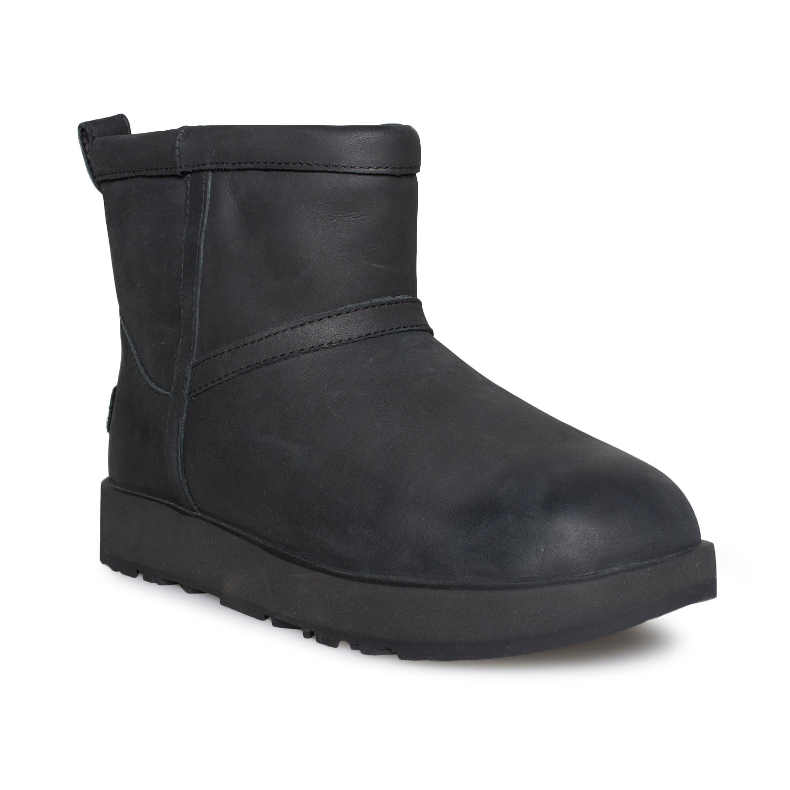 UGG Classic Mini Leather Waterproof Black Boots - Women's