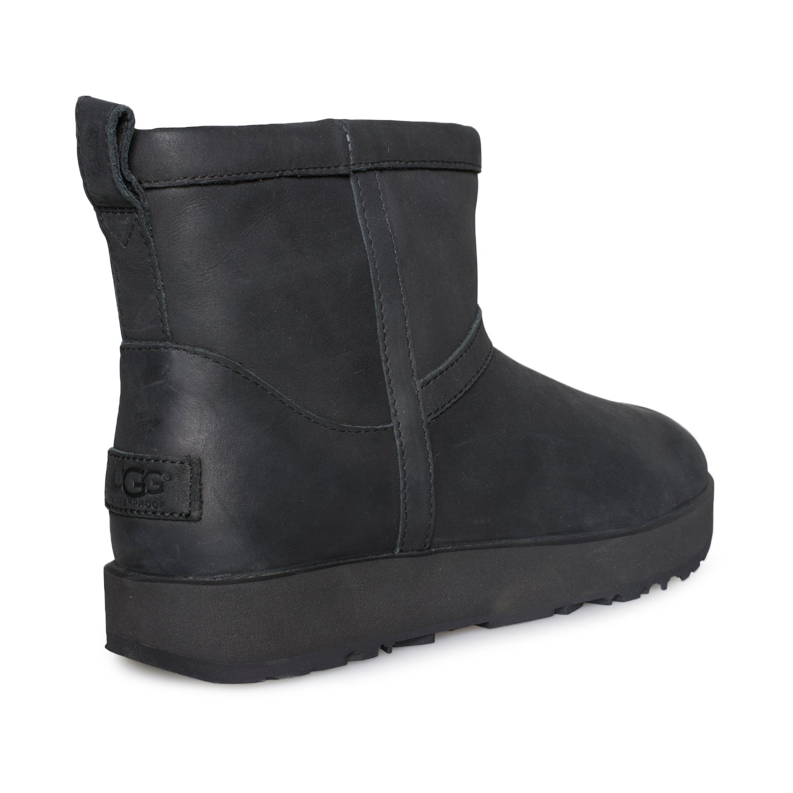 UGG Classic Mini Leather Waterproof Black Boots - Women's