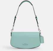 Coach Leather Medium Andrea Clutch/Shoulder Bag In Faded Blue