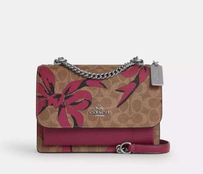 Coach Klare Crossbody/Shoulder Bag In Signature Canvas With Pink Bow Print