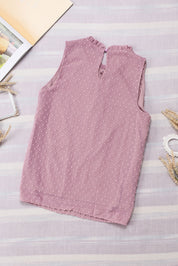 Frill Swiss Dot Round Neck Tank