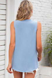 Texture V-Neck Sleeveless Top