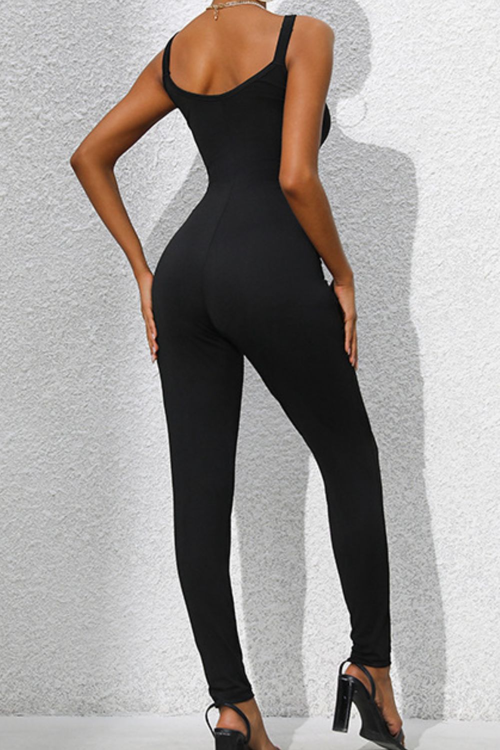 Perfee Scoop Neck Wide Strap Skinny Jumpsuit