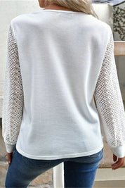 Decorative Button V-Neck Long Sleeve T-Shirt