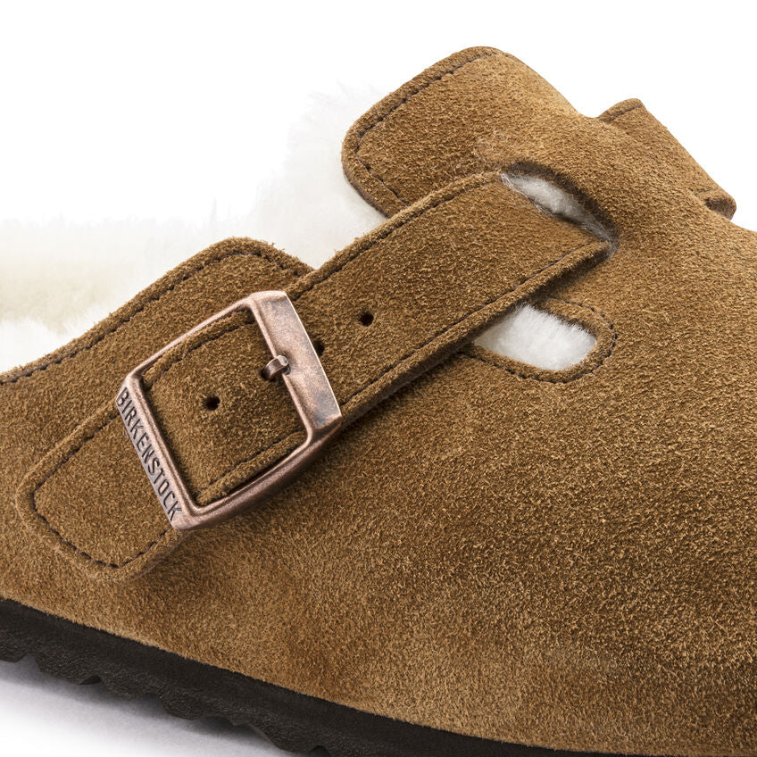 Birkenstock Boston Shearling Suede Leather Clog in Mink