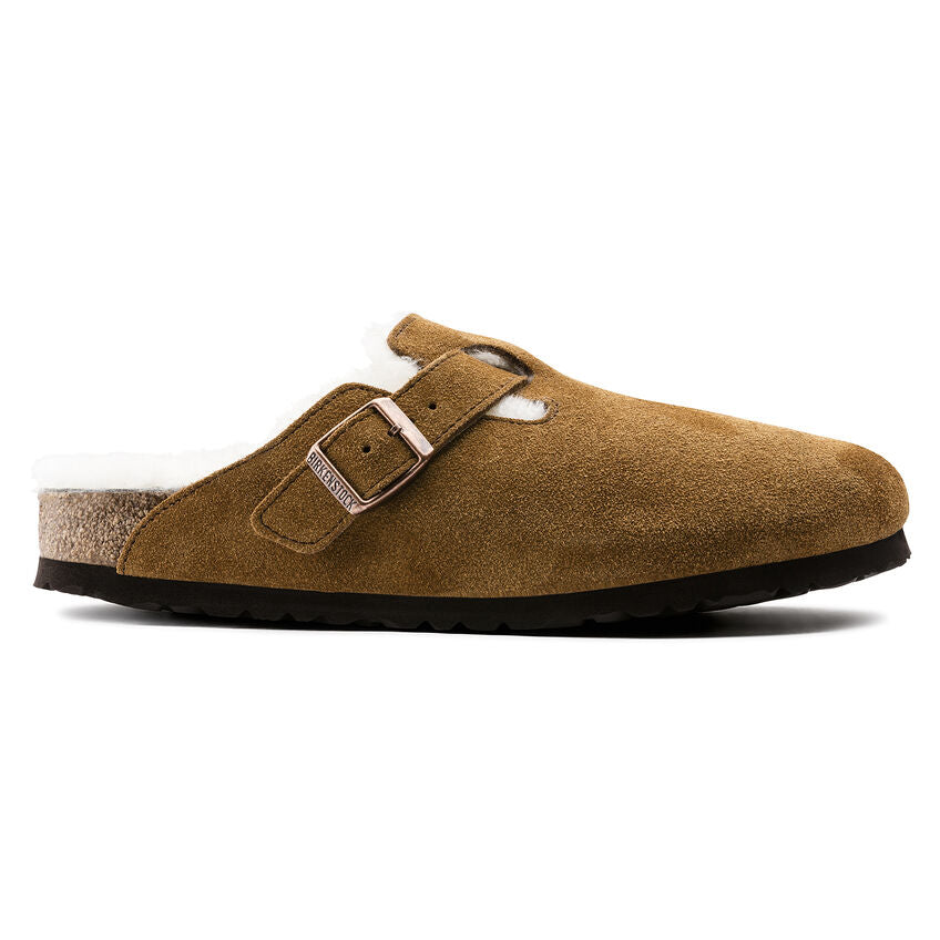 Birkenstock Boston Shearling Suede Leather Clog in Mink