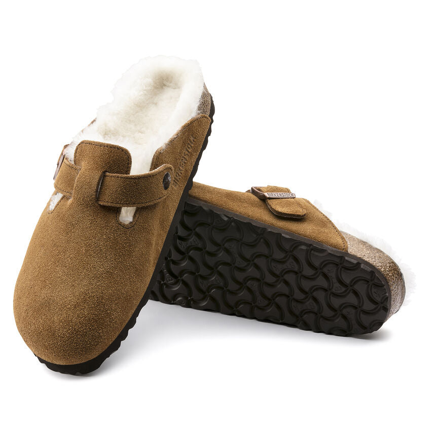 Birkenstock Boston Shearling Suede Leather Clog in Mink