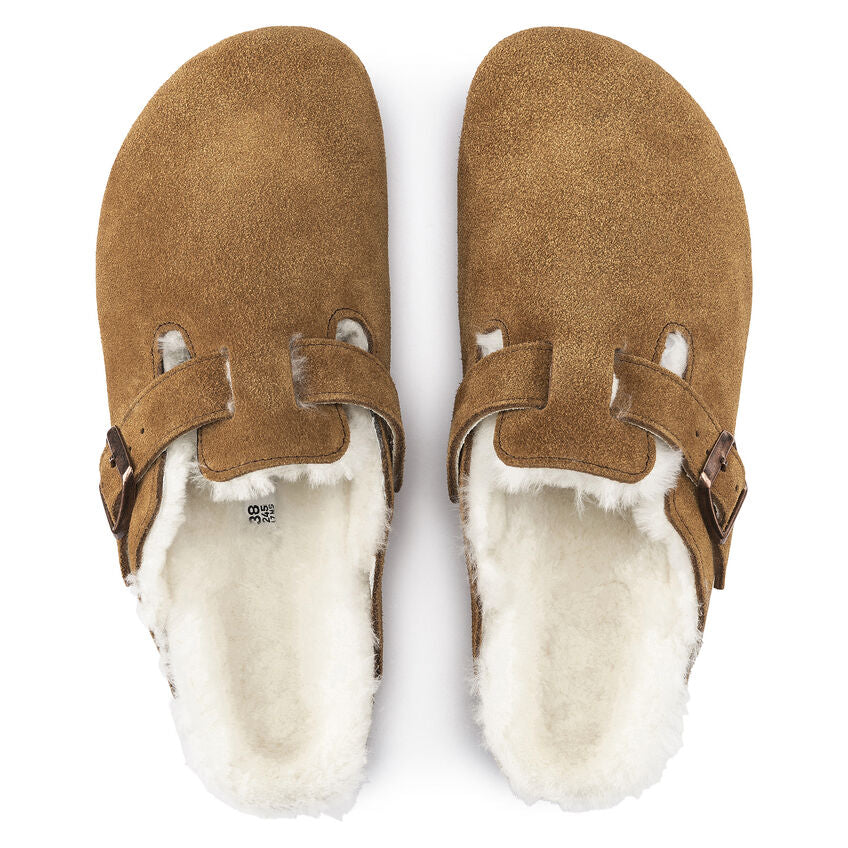 Birkenstock Boston Shearling Suede Leather Clog in Mink