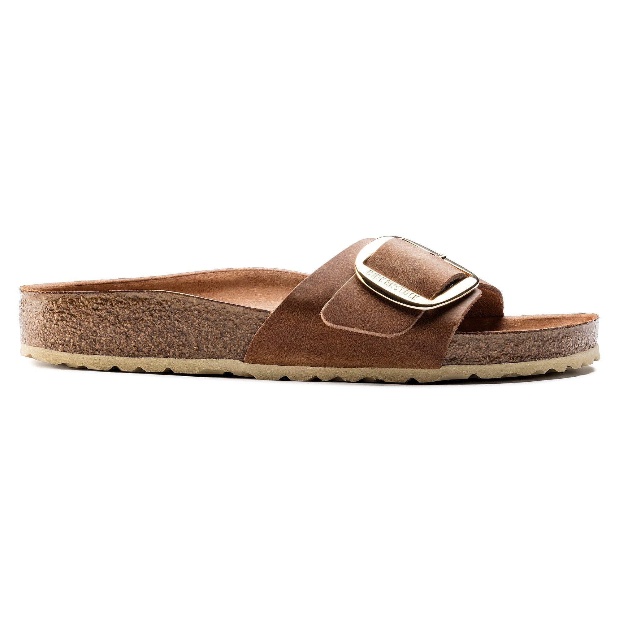 Birkenstock Madrid Big Buckle Oiled Leather in Cognac