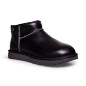 UGG Classic Ultra Mini Leather Regen Black Boots - Women's