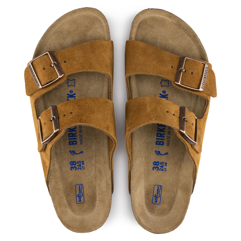 Birkenstock Arizona Suede Soft Footbed Sandal in Mink