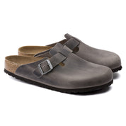 Birkenstock Boston Oiled Leather Soft Footbed Clog in Iron