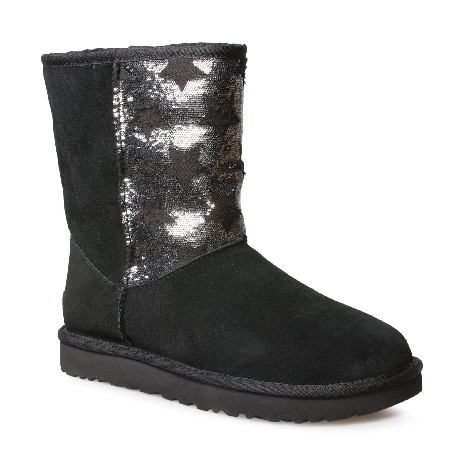 UGG Classic Short Sequin Stars Black Boots - Women's