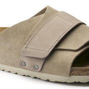 Birkenstock Kyoto Oiled Leather/Suede Leather Sandal in Taupe