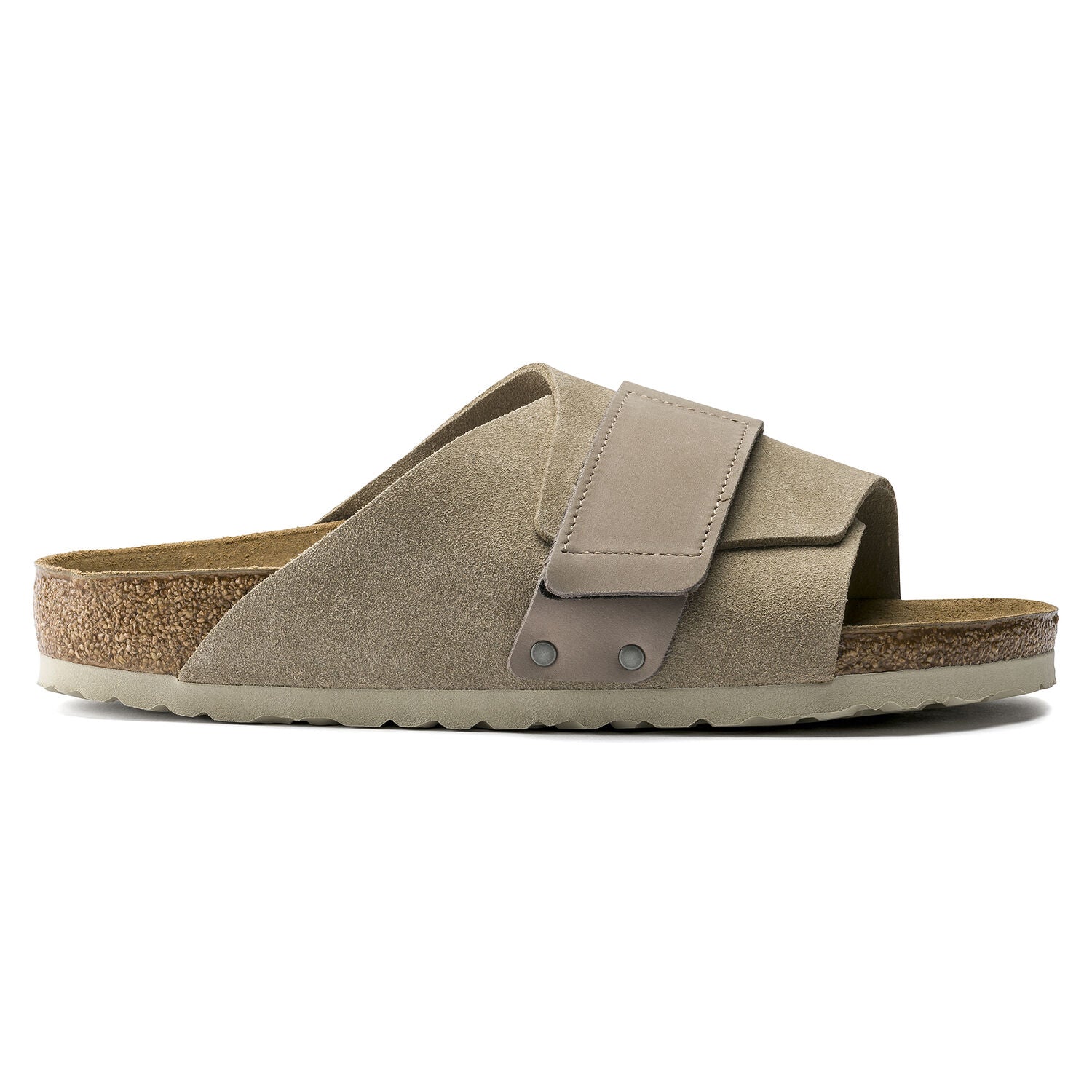 Birkenstock Kyoto Oiled Leather/Suede Leather Sandal in Taupe