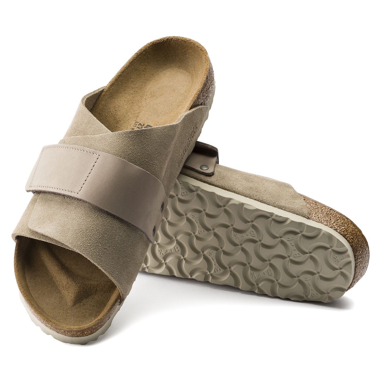 Birkenstock Kyoto Oiled Leather/Suede Leather Sandal in Taupe