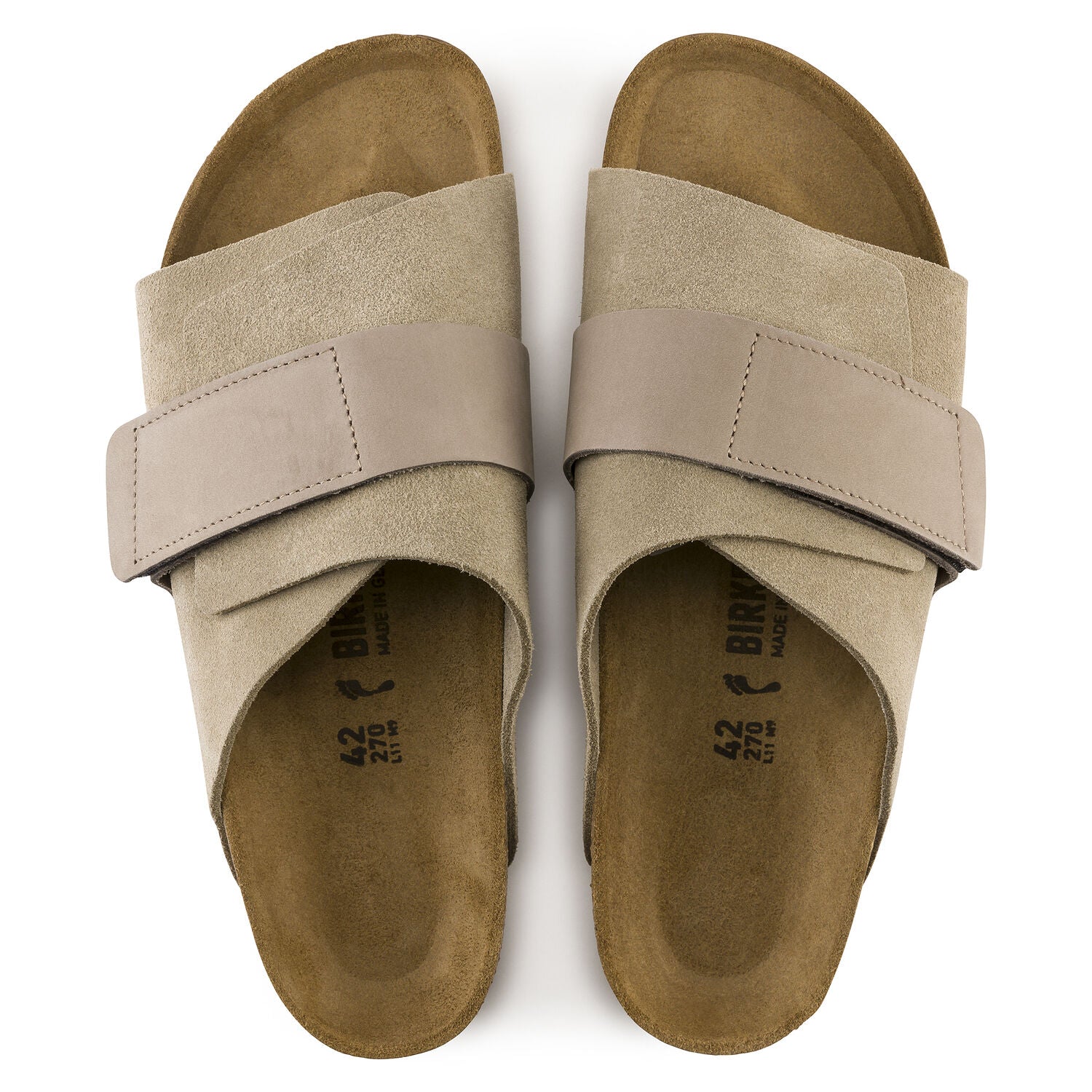 Birkenstock Kyoto Oiled Leather/Suede Leather Sandal in Taupe