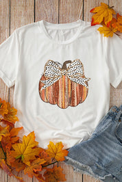 Full Size Pumpkin Round Neck Short Sleeve T-Shirt