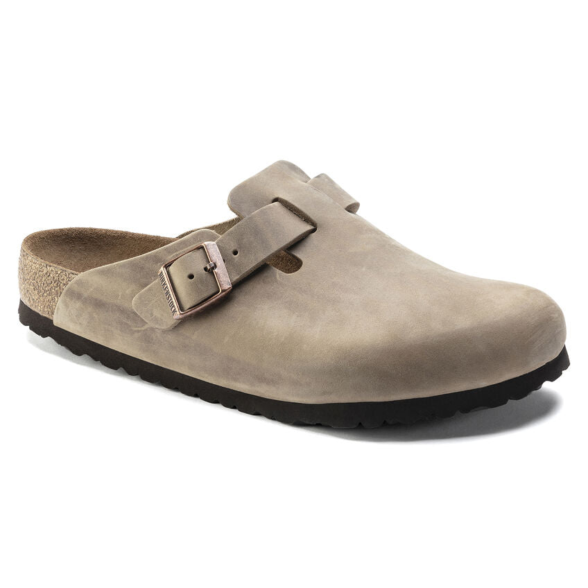 Birkenstock Boston Oiled Leather Soft Footbed Clog in Tobacco Brown