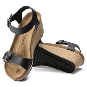 Birkenstock Soley Ring-Buckle Leather Wedge Sandal in Black