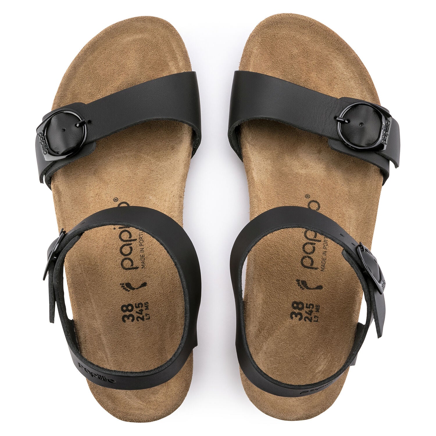 Birkenstock Soley Ring-Buckle Leather Wedge Sandal in Black