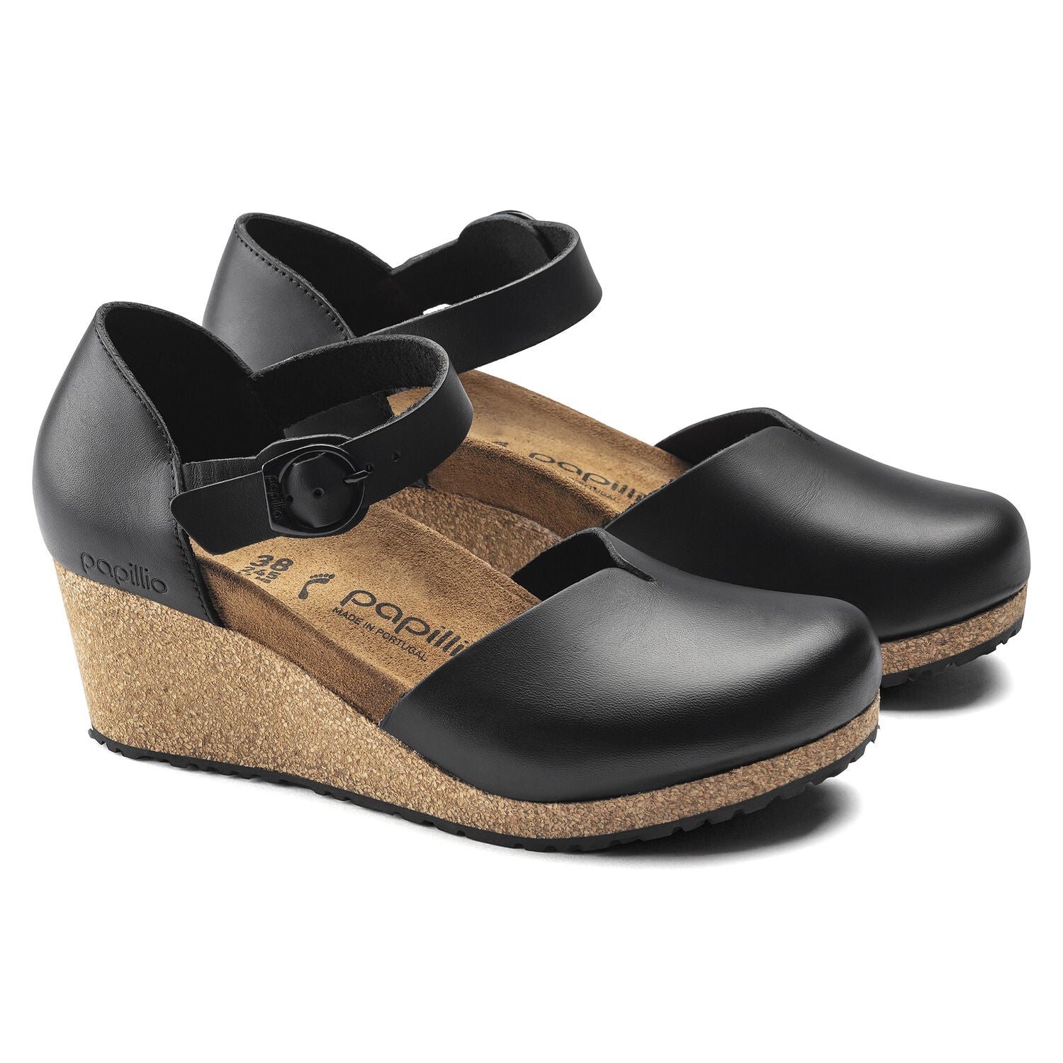 Birkenstock Mary Ring-Buckle Leather Sandal in Black