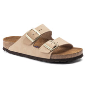 Birkenstock Arizona Nubuck Leather Soft Footbed in Sandcastle