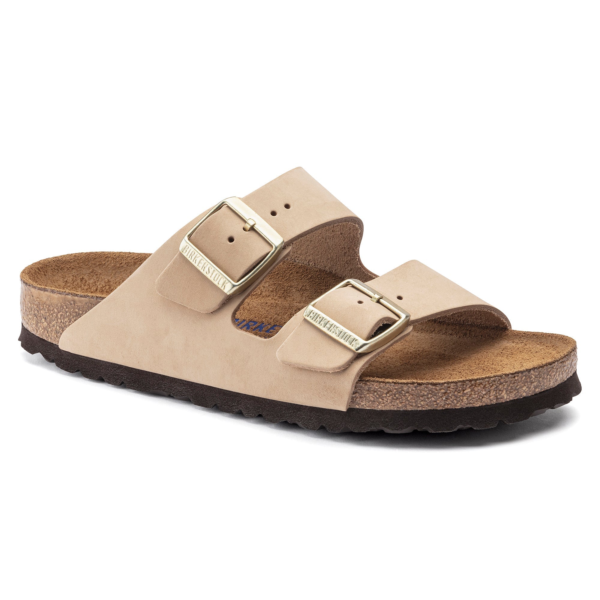 Birkenstock Arizona Nubuck Leather Soft Footbed in Sandcastle