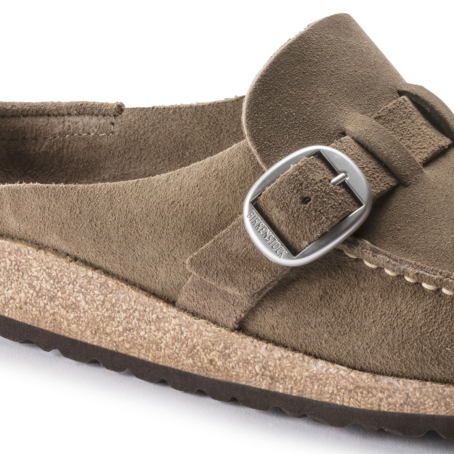 Birkenstock Buckley Suede Leather Clog in Gray Taupe