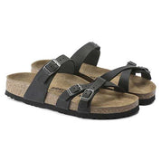 Women's Franca Oiled Leather Sandals- Black- Regular/Wide