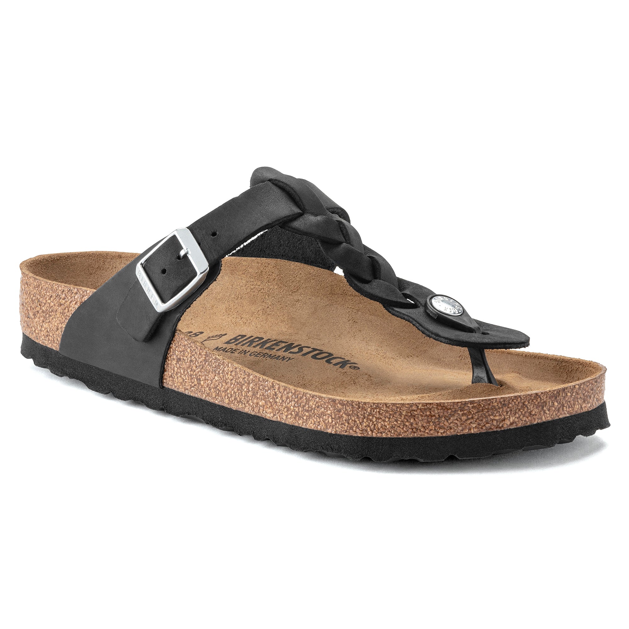 Birkenstock Gizeh Braid Oiled Leather Sandal in Black