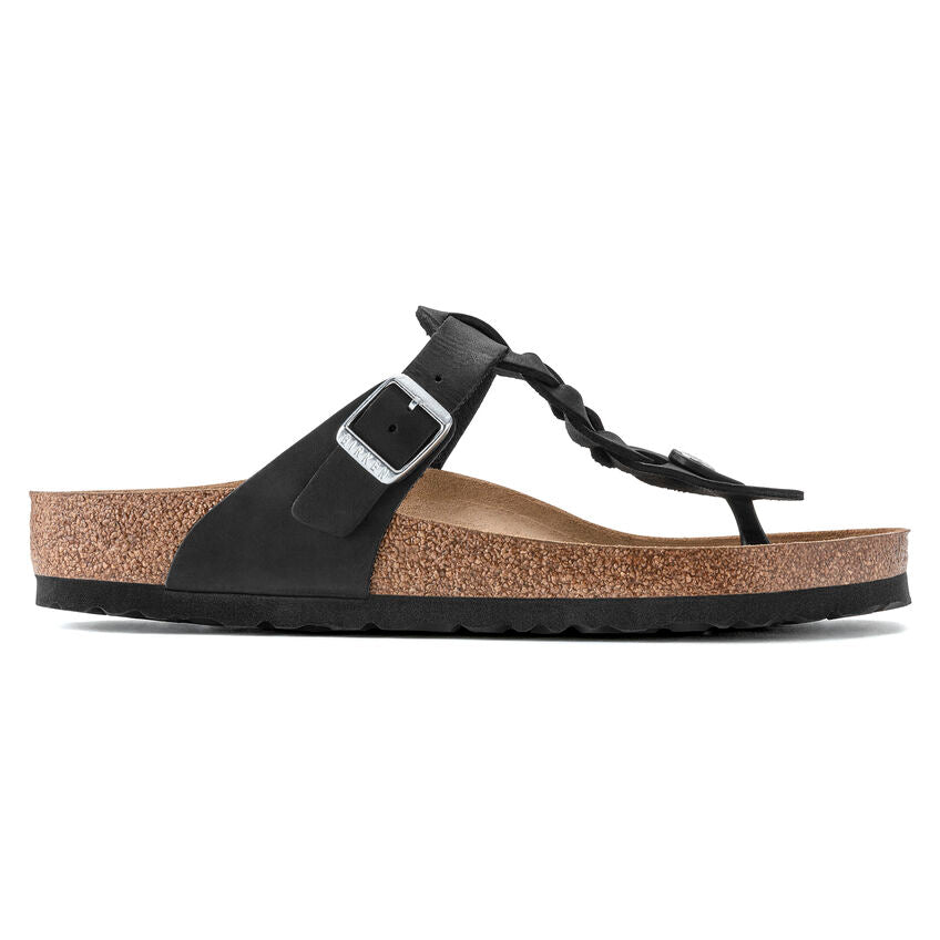 Birkenstock Gizeh Braid Oiled Leather Sandal in Black