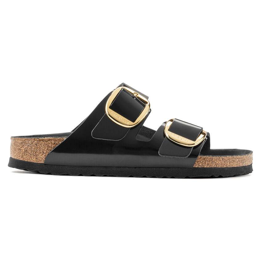 Birkenstock Arizona Big Buckle Natural Leather Patent in High Shine Black