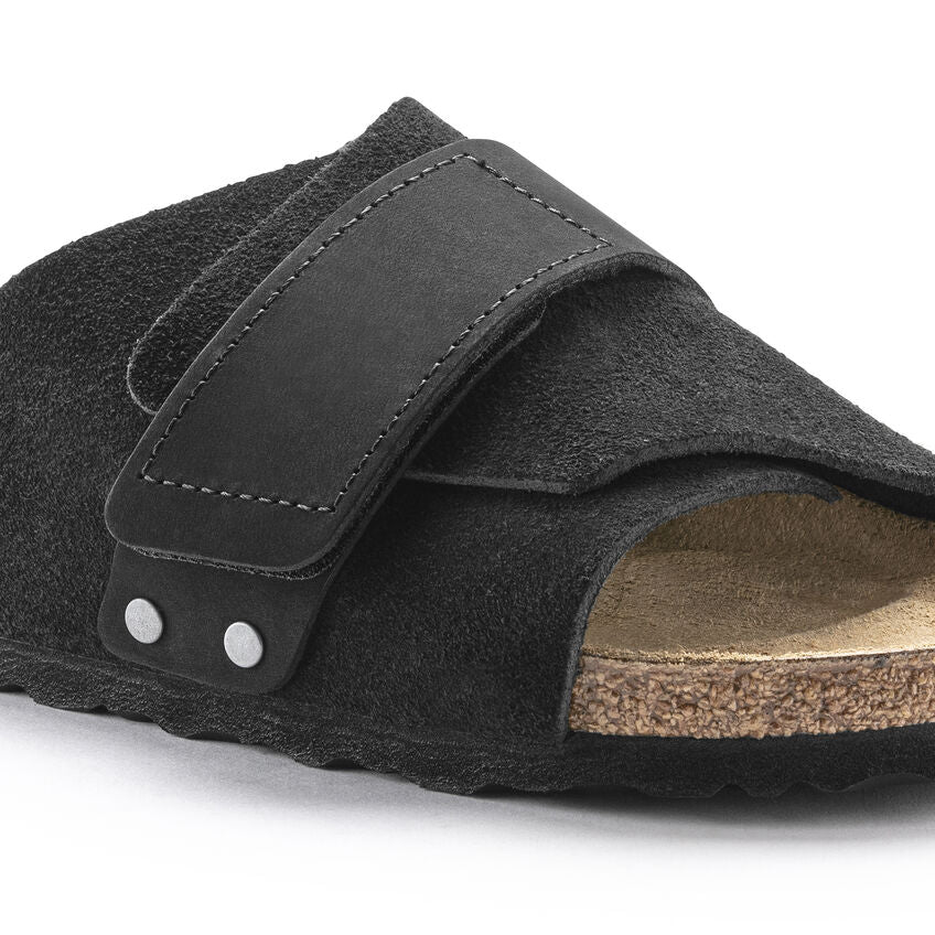 Birkenstock Kyoto Nubuck Leather Suede Leather Sandal in Black