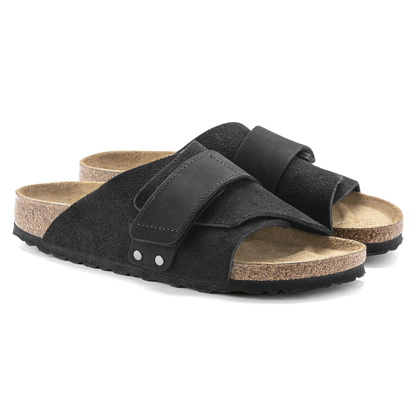 Birkenstock Kyoto Nubuck Leather Suede Leather Sandal in Black