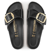 Birkenstock Madrid Big Buckle Natural Leather Patent in High Shine Black