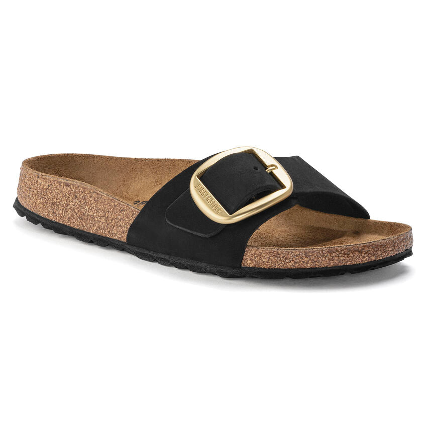 Birkenstock Madrid Big Buckle Nubuck Leather in Black