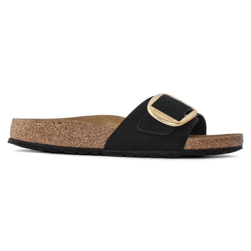 Birkenstock Madrid Big Buckle Nubuck Leather in Black