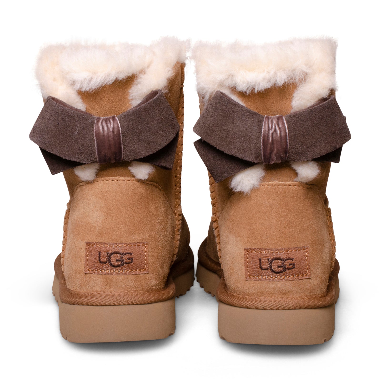 UGG Mini Bailey Suede Bow Chestnut Boots - Women's