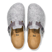 Birkenstock Boston Natural Leather/Felt in Light Grey