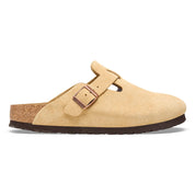 Birkenstock Boston Suede Leather Clog in Latte Cream