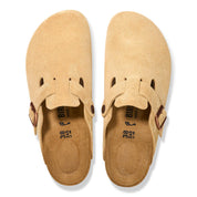 Birkenstock Boston Suede Leather Clog in Latte Cream