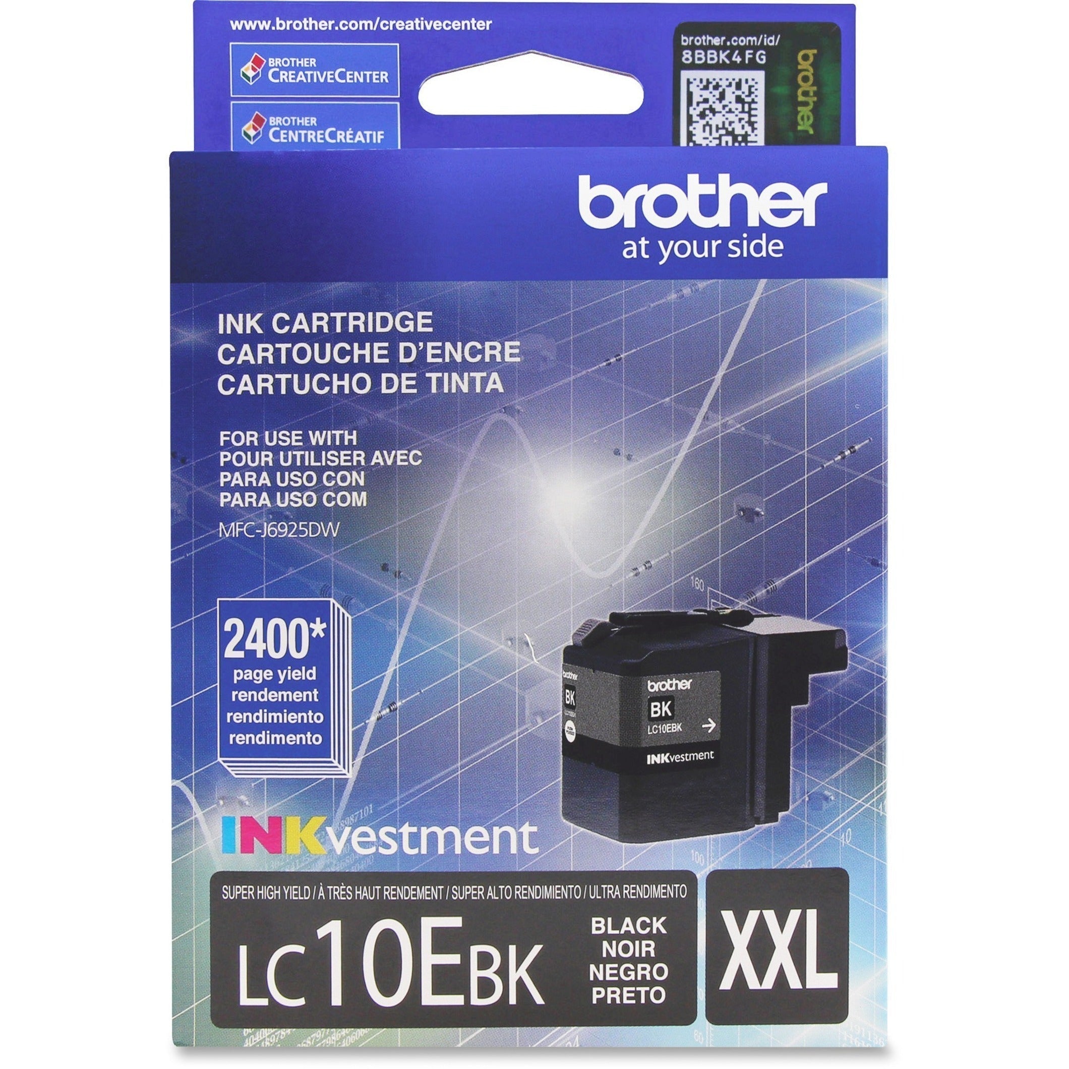 Brother LC10EBK XXL Super High-yield Ink Cartridge, 2400 Page Yield, Black