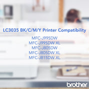 Brother LC3035BK Ink Cartridge, 6000 Page Yield, Black