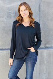 Basic Bae Full Size V-Neck Long Sleeve Top