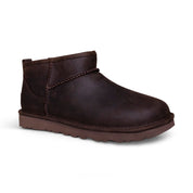 UGG Classic Ultra Mini Leather Chocolate Boots - Women's