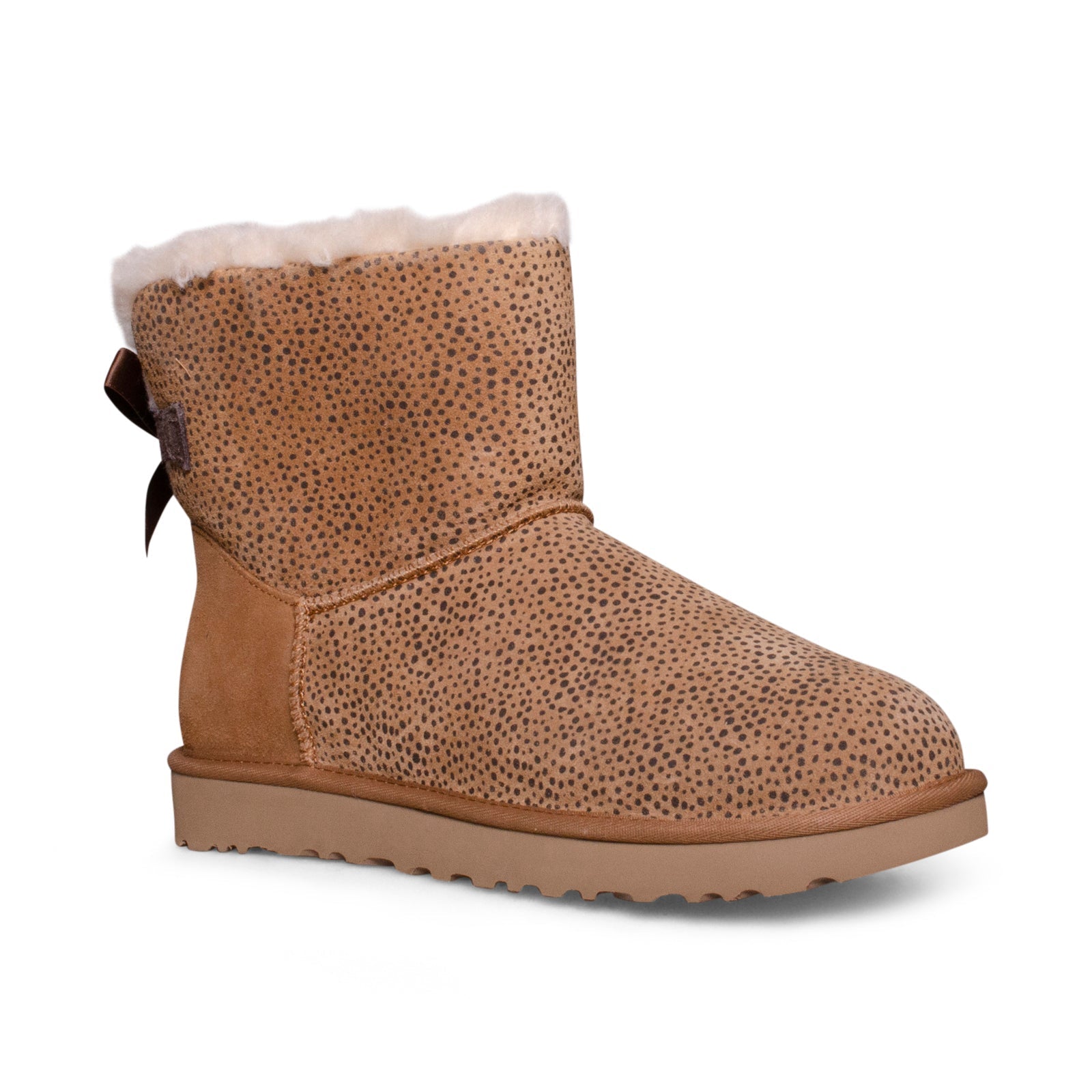 UGG Mini Bailey Bow Micro Cheetah Chestnut Boots - Women's