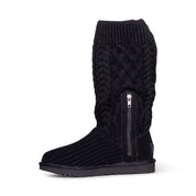 UGG Classic Cardi Cabled Knit Black Boots - Women's