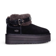 UGG Ultra Mini Belted Roller Black Boots - Women's